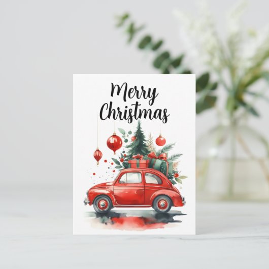 Kerstrit met cadeaus feestdagenkaart (Staand voorkant)