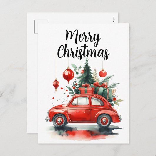 Kerstrit met cadeaus feestdagenkaart (Voorkant / Achterkant)