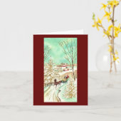 Kerstrit met een oude slee in de winter kaart (Gele Bloem)