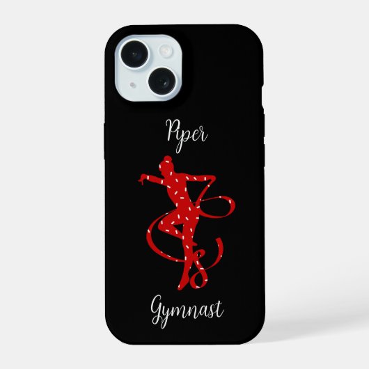 Kerstritmische gymnastiek Rood Snoep Sprinkle iPhone 15 Case (Achterkant)