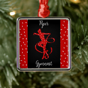 Kerstritmische gymnastiek Rood Snoep Sprinkle Metalen Ornament