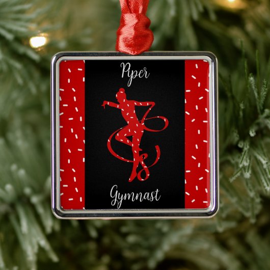 Kerstritmische gymnastiek Rood Snoep Sprinkle Metalen Ornament (Boom)