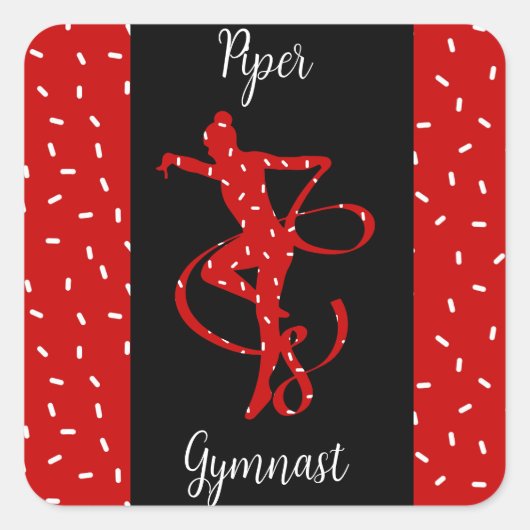 Kerstritmische gymnastiek Rood Snoep Sprinkle Vierkante Sticker (Voorkant)