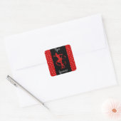 Kerstritmische gymnastiek Rood Snoep Sprinkle Vierkante Sticker (Envelop)