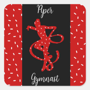Kerstritmische gymnastiek Rood Snoep Sprinkle Vierkante Sticker