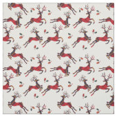 Kerstrits Rood Pset Holiday Reindester Stof (Swatch)