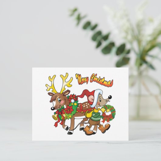 kerstritten feestdagenkaart (Staand voorkant)