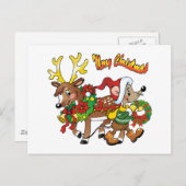 kerstritten feestdagenkaart (Voorkant / Achterkant)