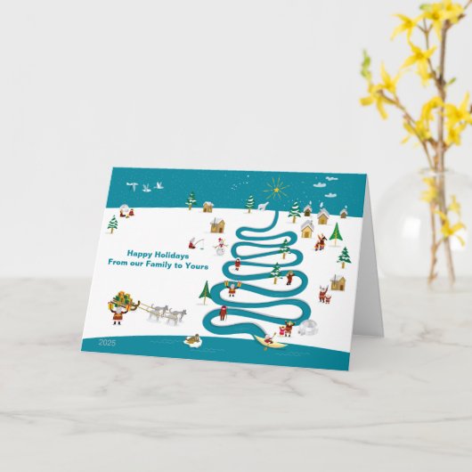 Kerstrivierboom met binnenste bericht kaart (Gele Bloem)