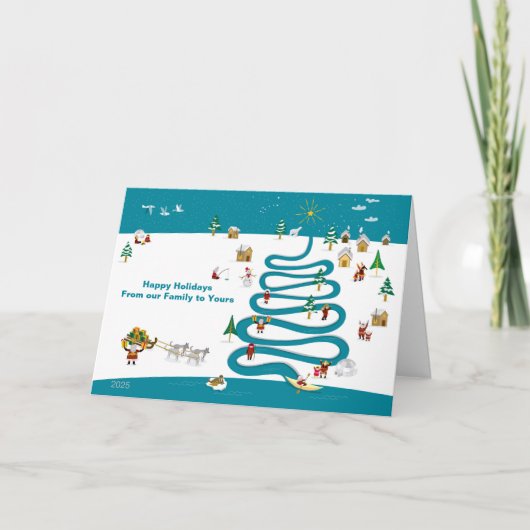 Kerstrivierboom met binnenste bericht kaart (Voorkant)