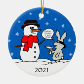 kerstRobber Bunny Keramisch Ornament (Voorkant)