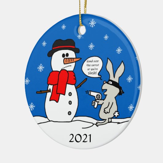 kerstRobber Bunny Keramisch Ornament (Links)