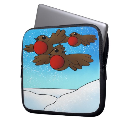 KerstRobin Birds Laptop Sleeve (Voorkant Links)