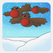 KerstRobin Birds Vierkante Sticker (Voorkant)