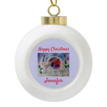 KerstRobin Ceramic Ball Ornament