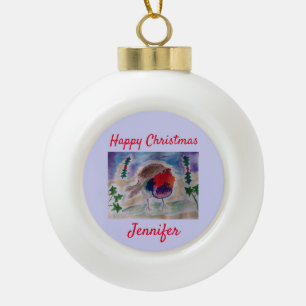 KerstRobin Ceramic Ball Ornament