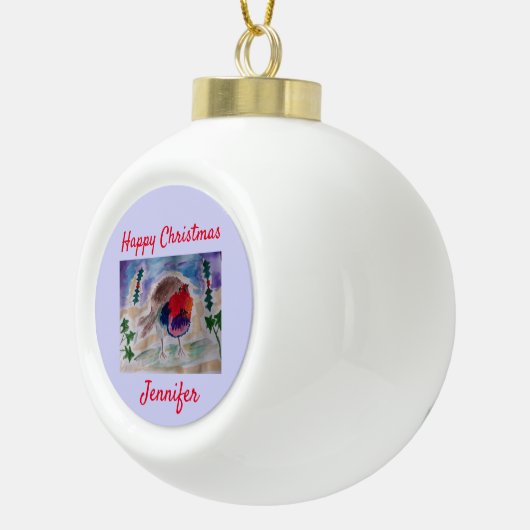 KerstRobin Ceramic Ball Ornament (Rechts)