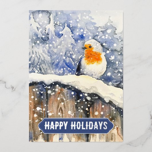 KerstRobin Folie Feestdagenkaart (Voorkant)