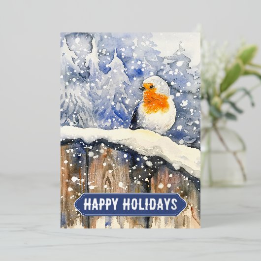 KerstRobin Folie Feestdagenkaart (Staand Voorkant)