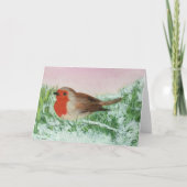 KerstRobin Hand Painted Feestdagen Kaart (Voorkant)