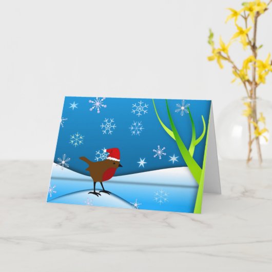 KerstRobin Kaart (Gele Bloem)