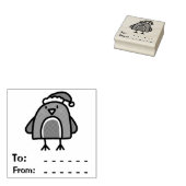 kerstRobin Kinder cadeaulabel Rubberstempel (Gestempeld)