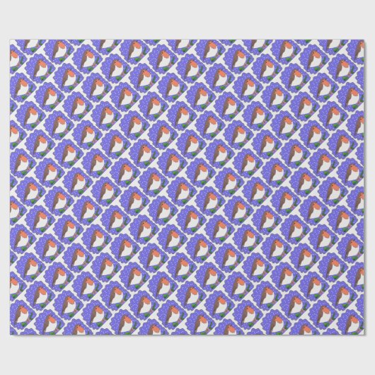 KerstRobin met sneeuw Cadeaupapier (Vlak)