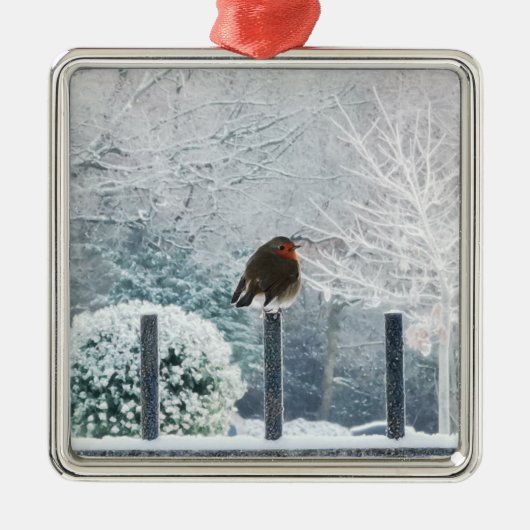 KerstRobin Metalen Ornament (Voorkant)