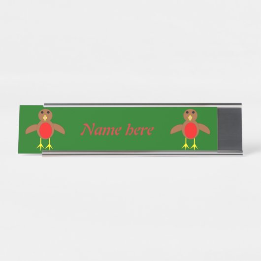 KerstRobin Personalized Bureau Naambordje (Voorkant)