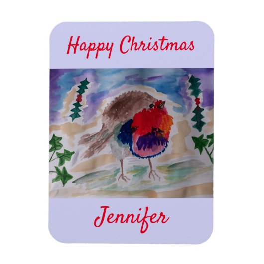 KerstRobin Personalized Magnet Magneet (Verticaal)