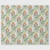 KerstRobin Redborst Winter Waterverf Cadeaupapier (Vlak)