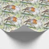 KerstRobin Redborst Winter Waterverf Cadeaupapier (Hoek)