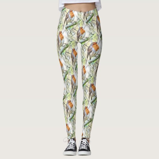 KerstRobin Redborst Winter Waterverf Leggings (Voorkant)