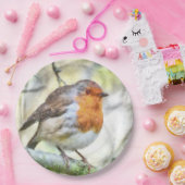 KerstRobin Redborst Winter Waterverf Papieren Bordje (Feest)