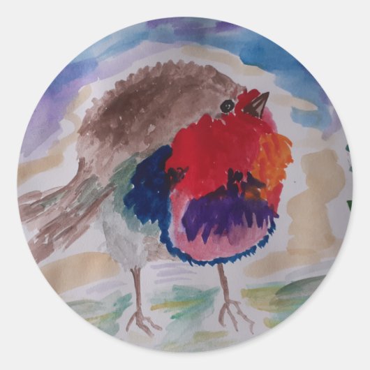 KerstRobin Ronde Sticker (Voorkant)