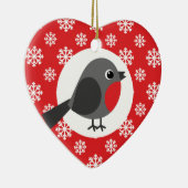 KerstRobin Snowflakes Red Keramisch Ornament (Rechts)