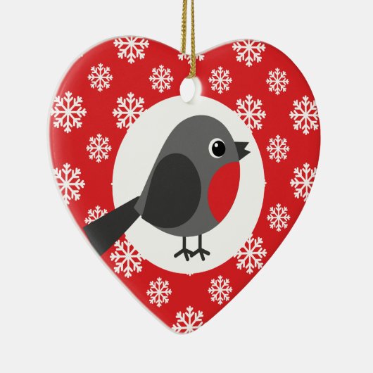 KerstRobin Snowflakes Red Keramisch Ornament (Rechts)