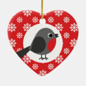 KerstRobin Snowflakes Red Keramisch Ornament (Achterkant)