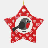 KerstRobin Snowflakes Red Keramisch Ornament (Voorkant)