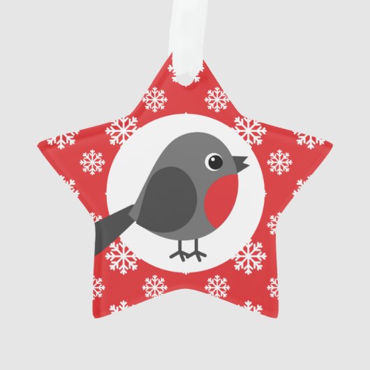 KerstRobin Snowflakes Red Ornament (achterkant)