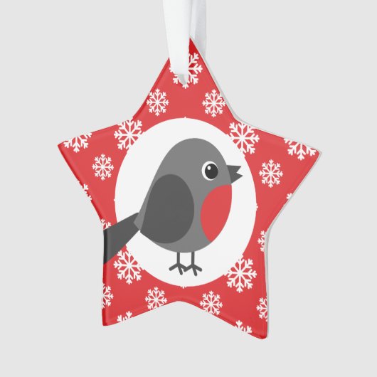 KerstRobin Snowflakes Red Ornament (voorkant)