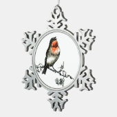 KerstRobin Tin Sneeuwvlok Ornament (Rechts)