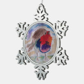 KerstRobin Tin Sneeuwvlok Ornament (Rechts)