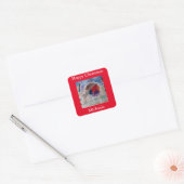 KerstRobin Vierkante Sticker (Envelop)