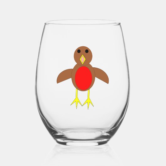 KerstRobin Wijnglas Zonder Voet (Voorkant)