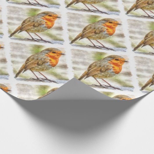 KerstRobin Winter Waterverf Cadeaupapier (Hoek)