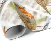 KerstRobin Winter Waterverf Cadeaupapier (Rol Hoek)