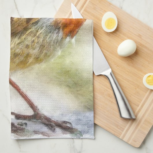 KerstRobin Winter Waterverf Theedoek (Quarter Fold)