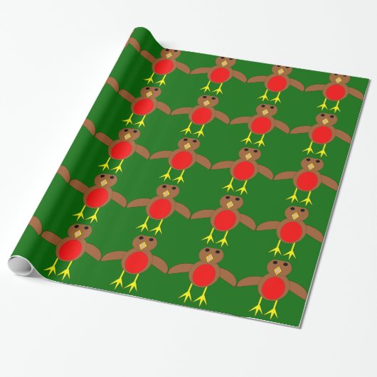 kerstRobin Wrapping Paper Cadeaupapier (Uitgerold)