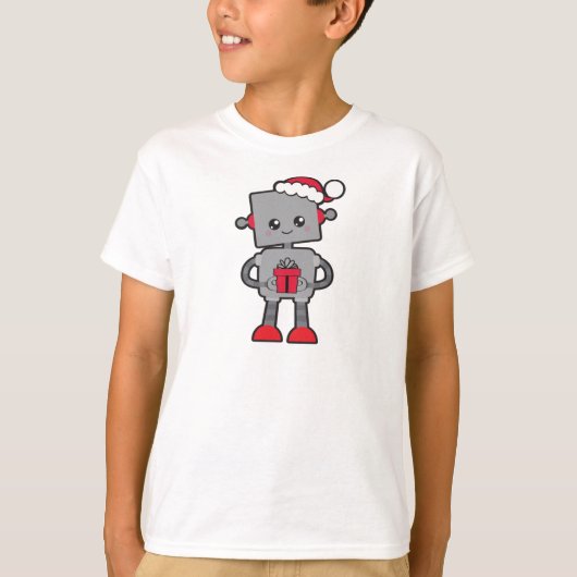 Kerstrobot, Cute Robot, Santa Hat, Gifts T-shirt (Voorkant)